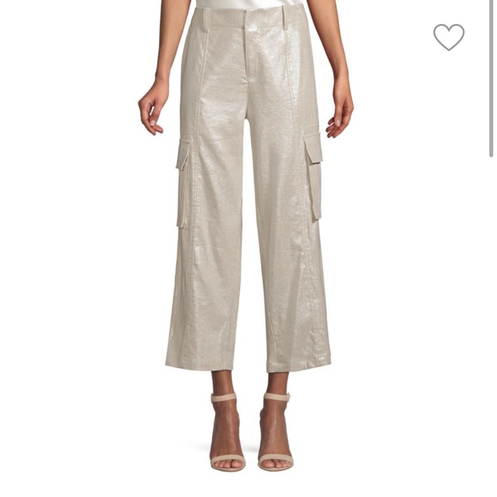 Alice and Olivia Mera Silver Wide Leg Cargo Pant Size 2